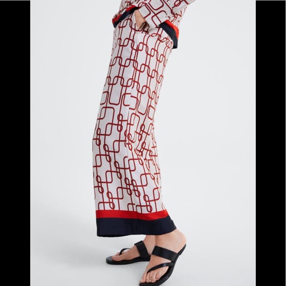 🤍 Zara Knot Print Chain Trousers Pants 2458/678